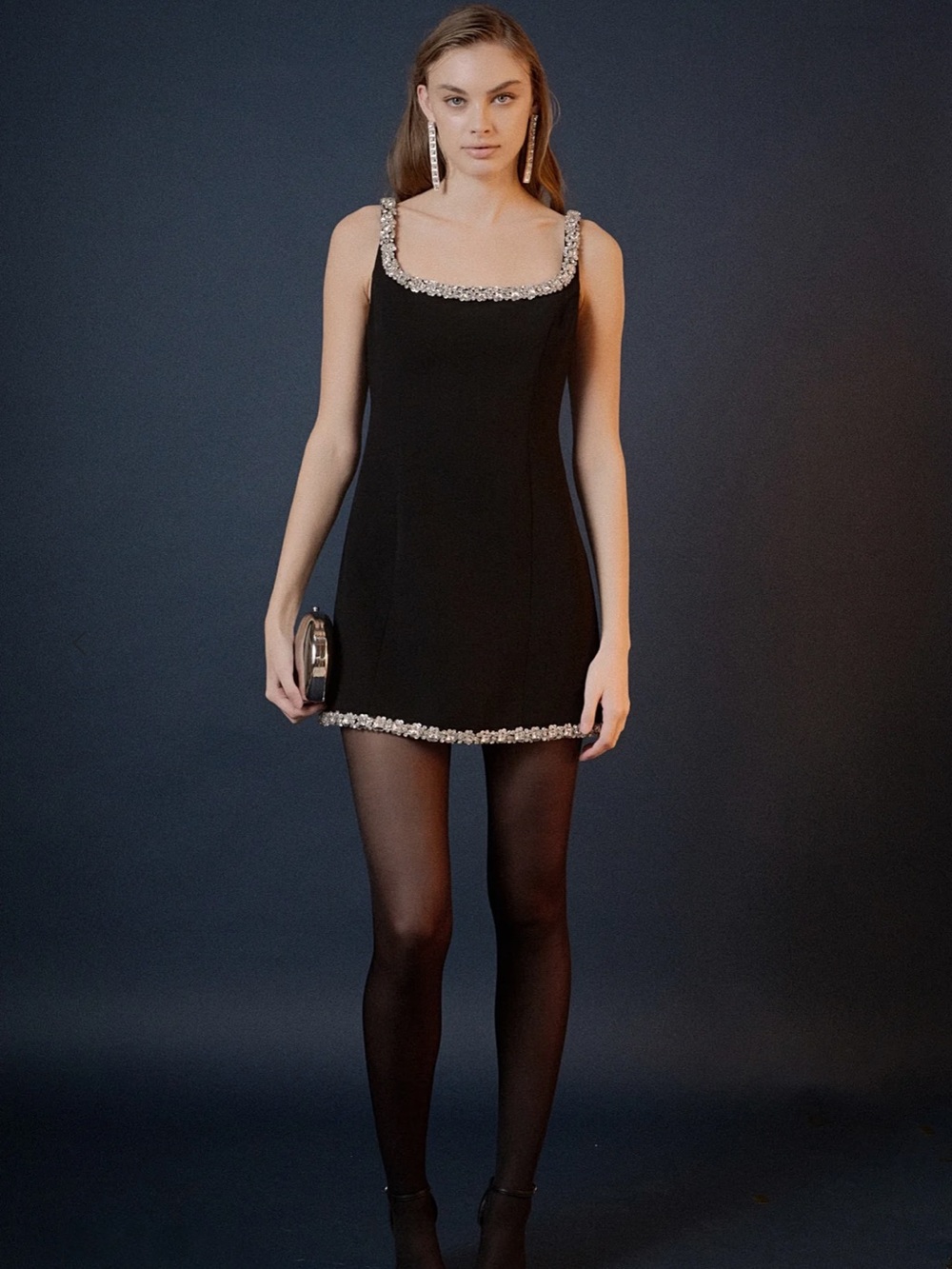 ALESSIA RHINESTONE TAPE MINI DRESS